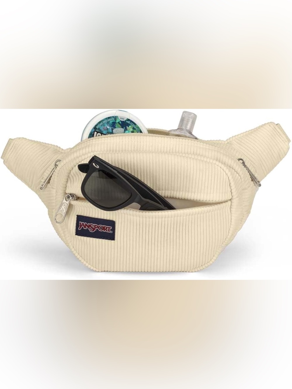 Cream corduroy JanSport Fifth Avenue FX fanny pack